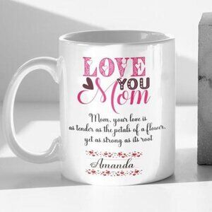 12 Love you mom White Mug, Personalized, 11oz Coffee Mug, Custom Mug